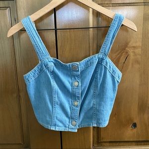 Levi's Denim Elastic Cropped Tank Top- Light Denim